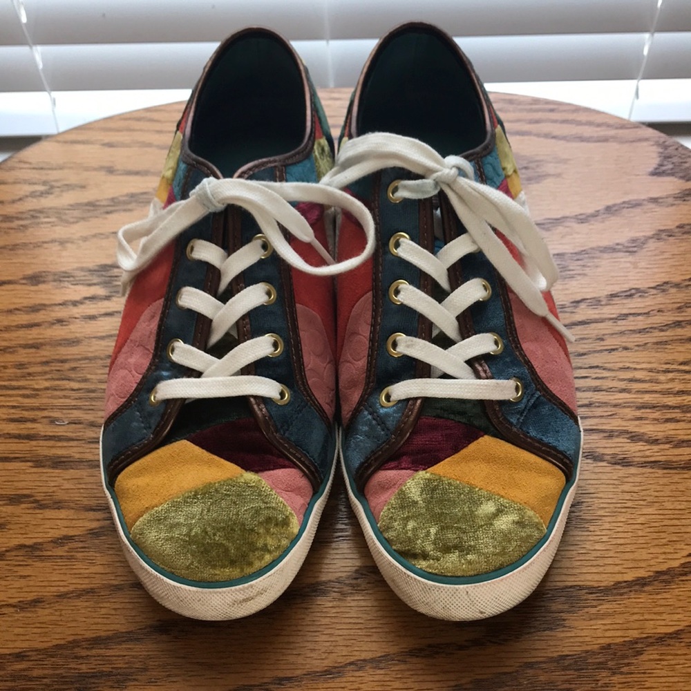 COACH Velvet Patchwork Sneakers SIZE 9